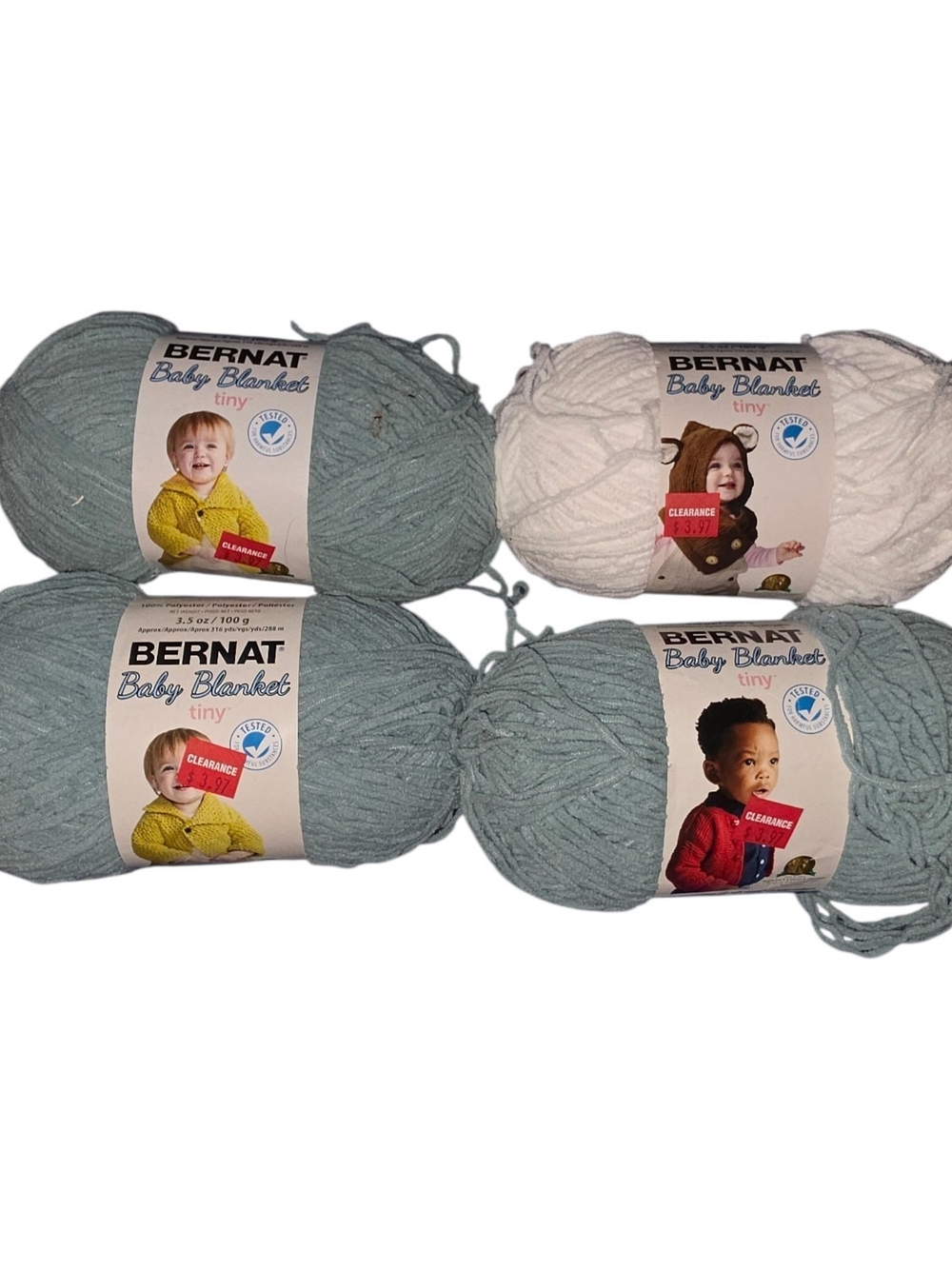 Bernat Baby Blanket Tiny Yarn Bundle in Pale Blue and White